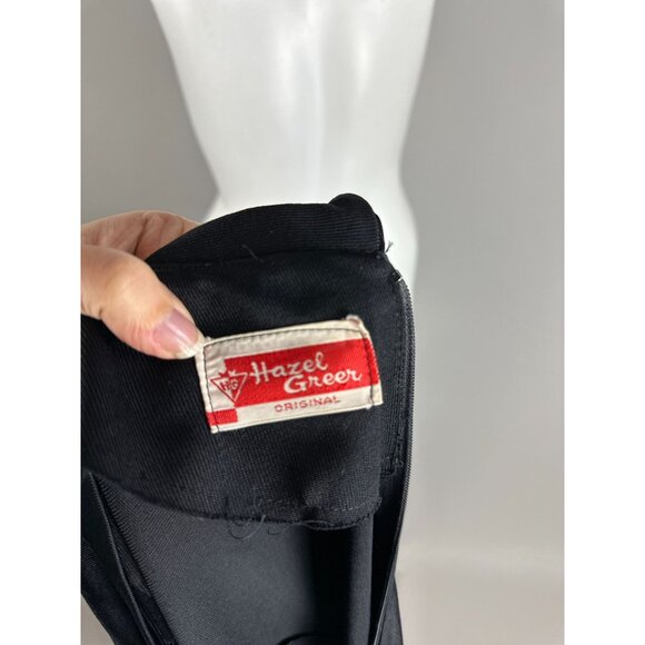 Vtg 60s Hazel Greer Black Orange Drop Waist Neck Tie Halloween Dress Size M/L - Picture 2 of 6